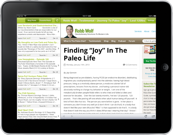 Paleo Feed on iPad